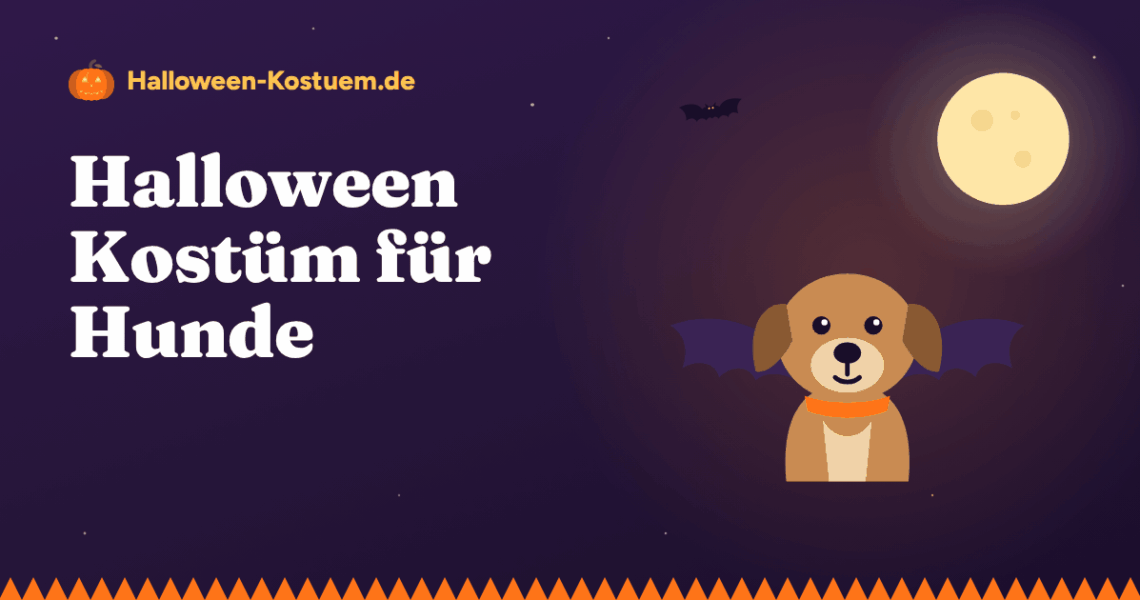 Illustration: Hund mit Fledermausflügeln vor dem Vollmond