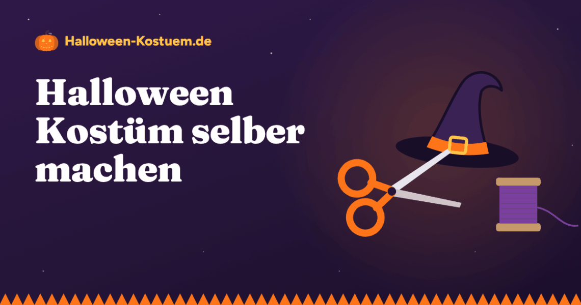 Illustration: Schere, Garnrolle und Hexenhut
